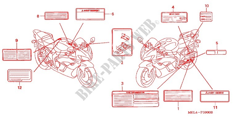 ETIQUETA DE PRECAUCION(1) para Honda CBR 1000 RR 2007