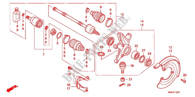 ARTICULACION DELANTERA (4WD) para Honda FOURTRAX 420 RANCHER 4X4 Manual Shift 2007