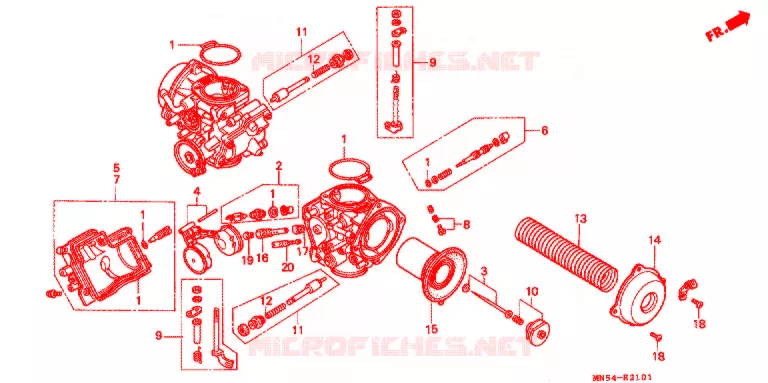 CARBURADOR (COMPOSANTS) Honda MOTO 1500 GOLD-WING 1991  GL1500AM