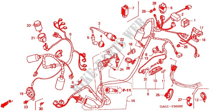 CONJUNTO DE ALAMBRES/BOBINA DE ENCENDIDO (TC50M/P/V) para Honda 50 GYRO CANOPY DECK TYPE 1994