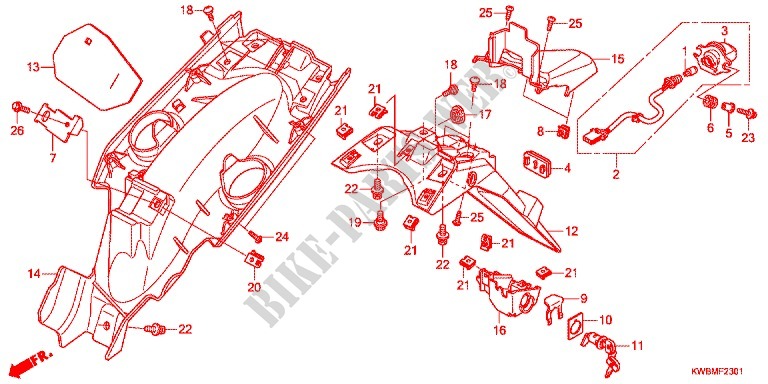GUARDABARROS TRASERA (AFP110MCSE/AFP110MCRE) para Honda WAVE DASH 110 R, REPSOL EDITION 2015