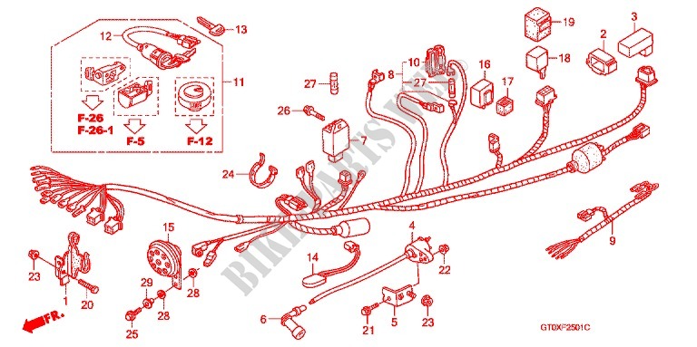 CONJUNTO DE ALAMBRES/BOBINA DE ENCENDIDO (C901,2,5,7) para Honda SUPER CUB 90 DELUXE ROUND LIGHT 2002