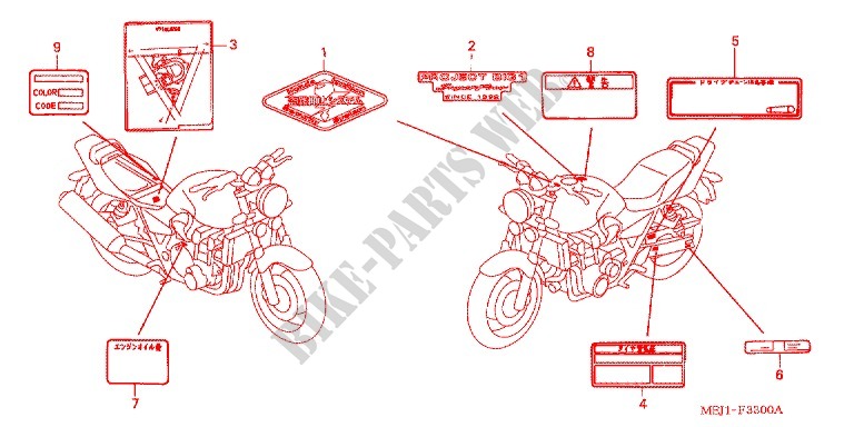 ETIQUETA DE PRECAUCION (CB1300/A/F/F1) para Honda CB 1300 SUPER FOUR 2004