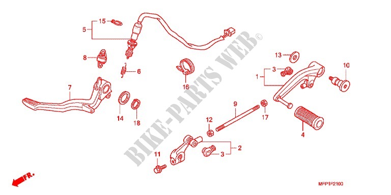 SOPORTE PRINCIPAL/PEDAL DE FRENO para Honda CB 1300 SUPER FOUR SPECIAL 2009