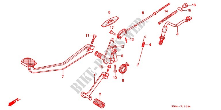 SOPORTE PRINCIPAL/PEDAL DE FRENO para Honda CB 250 NIGHTHAWK 1997