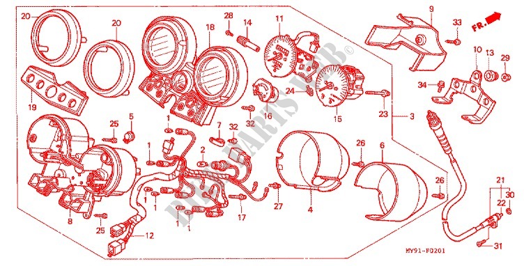 INDICADOR DE COMBINACION (F2R/F2S/F2T/F2V) (F3T/F3V) para Honda CB 400 SUPER FOUR  VERSION S J 1997