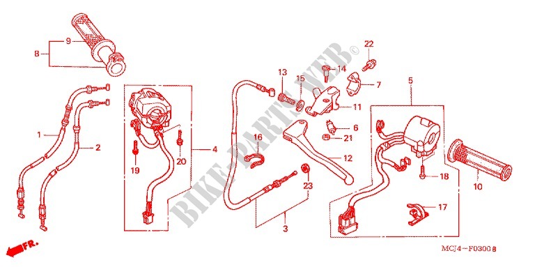 PALANCA DE MANIJA/CABLE/INTERRUPTOR (CBR900RR'00,'01/RE'01) para Honda CBR 929 RR ERION 2001