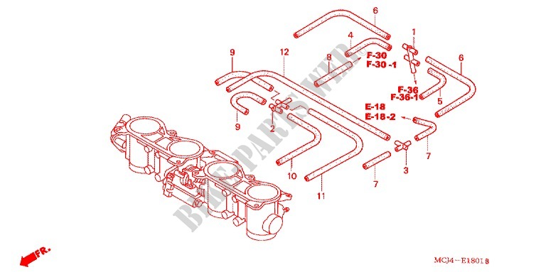CUERPO MARIPOSA GASES (ENTUBAMIENTO) (X/Y) para Honda CBR 929 RR 2001