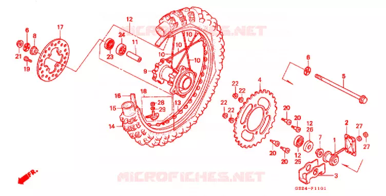RUEDA TRASERA ('92-'95) Honda MOTO 80 CR 1992  CR80RN