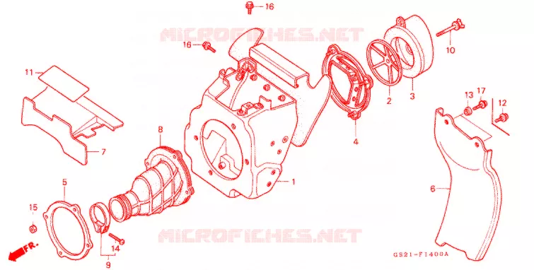 CUBIERTA DELANTERA/LIMPIADOR DE AIRE Honda MOTO 80 CR 1990  CR80RL