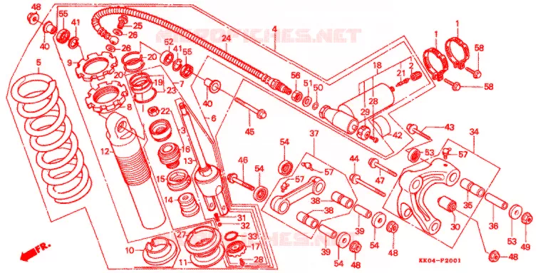 AMORTIGUADOR TRASERO ('86-'88) Honda MOTO 200 XR 1986  XR200RG