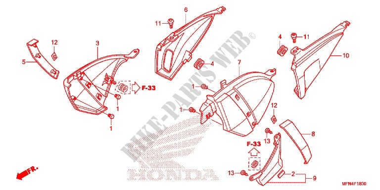 LIMPIADOR DE AIRE/CUBIERTA LATERAL para Honda CB 1000 R ABS RED 2014