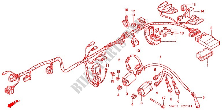 CONJUNTO DE ALAMBRES/BOBINA DE ENCENDIDO (CB750F2N/T/1) para Honda CB 750 RED 1996