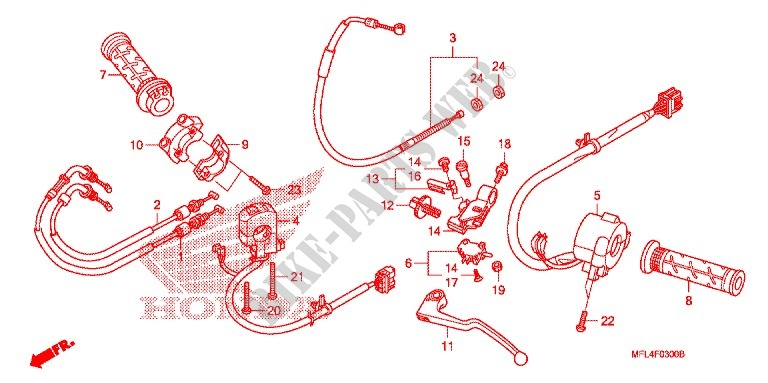 PALANCA DE MANIJA/INTERRUPTOR/CABLE(1) para Honda CBR 1000 RR ABS RED 2009