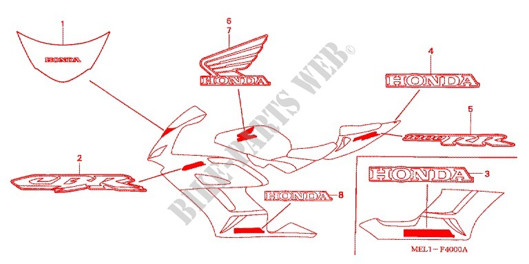 EMBLEMA/FLEJE (1) para Honda CBR 1000 RR 2004
