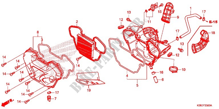 CUBIERTA DELANTERA/LIMPIADOR DE AIRE para Honda MSX 125 ABS 2017