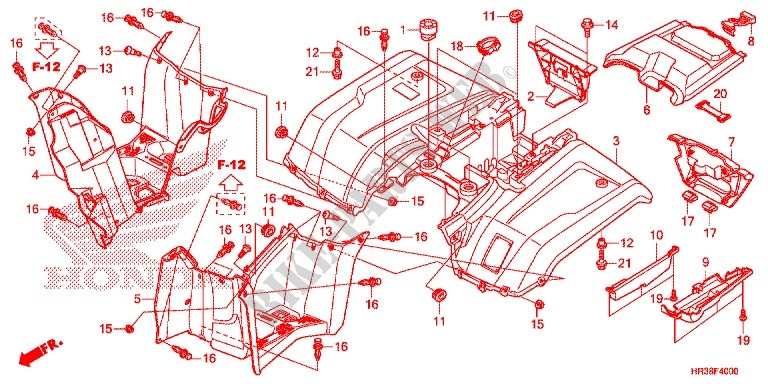 GUARDABARROS TRASERO para Honda FOURTRAX 420 RANCHER 4X4 Manual Shift CAMO 2016