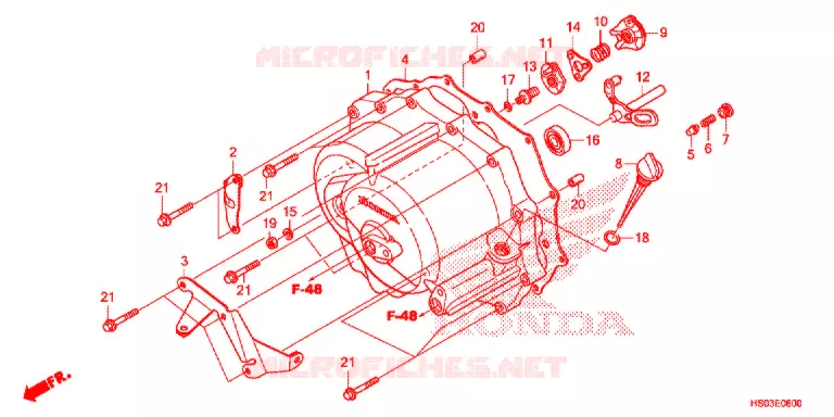 CUBIERTA DE CARTER DEL.  Honda ATV 250 FOURTRAX 2017  TRX250TMH