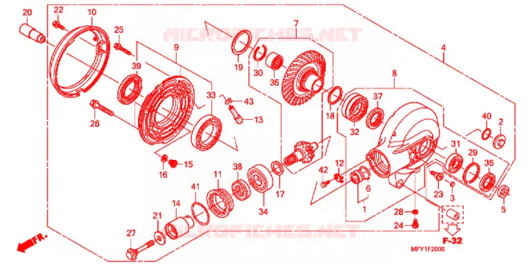 ENGRANAJE IMPULSADO FINAL/ EJE DE ARBOL TRASERO Honda MOTO 1300 VT 2012  VT1300CSAB