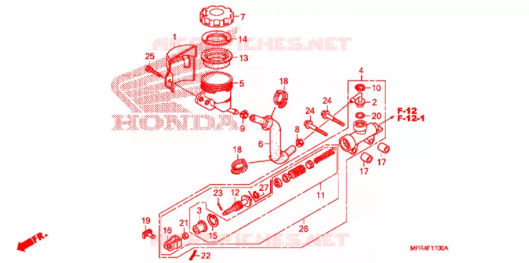 MAESTRO DE FRENO TRASERO CILINDRO Honda MOTO 1300 VT 2010  VT1300CXAA_A