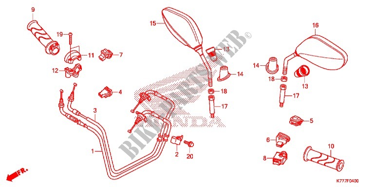 PALANCA DE MANIJA/INTERRUPTOR/CABLE/RETROVISOR para Honda SH 125 ABS D TOP BOX 2017