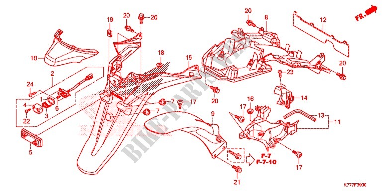 GUARDABARROS TRASERA para Honda SH 150 ABS D SPECIAL 2018