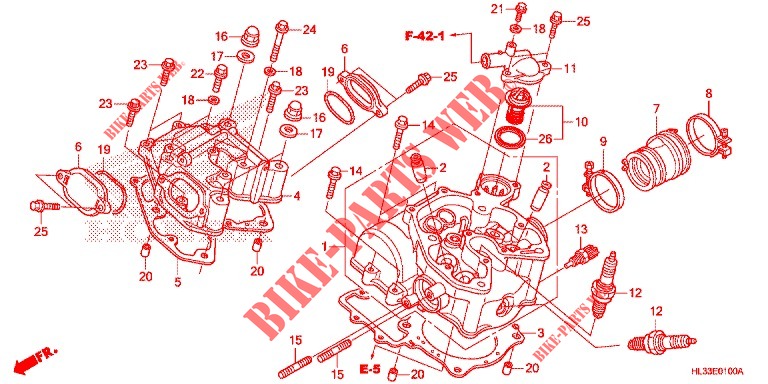 CUBIERTA CULATA CILINDRO para Honda PIONEER 700 M4 RED 2017