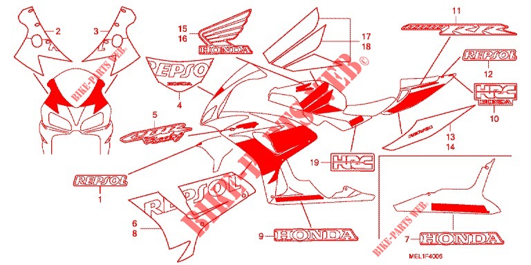 EMBLEMA/FLEJE (7) para Honda CBR 1000 RR 2007